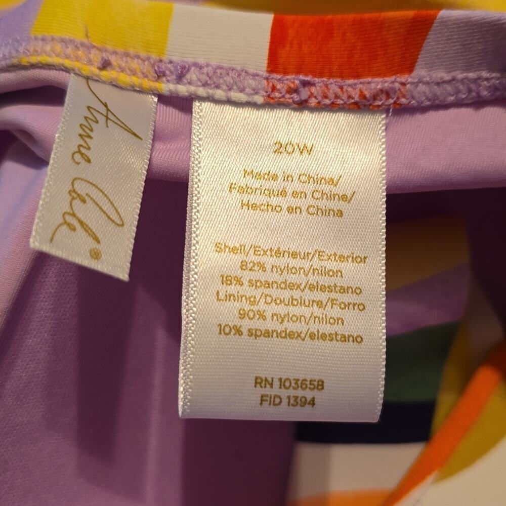 Anne Cole Women's Orange Shirred Maillot Colorful Tropical 1 Pc Swim Suit 20 2X - Picture 5 of 7